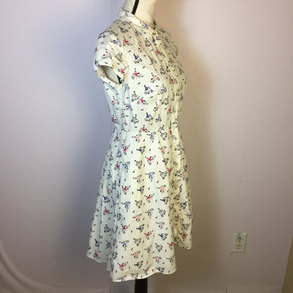 Boden Sophia Shirt Dress Sz 6P Womans Petite White Vespa Scooter Retro Inspired - Picture 2 of 15